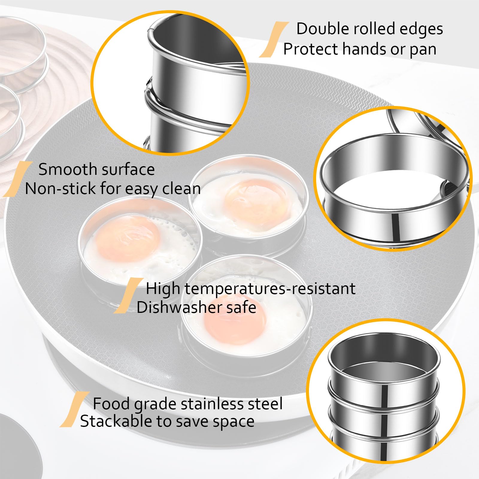 KUAYB anillos acero inoxidable duraderos para hornear