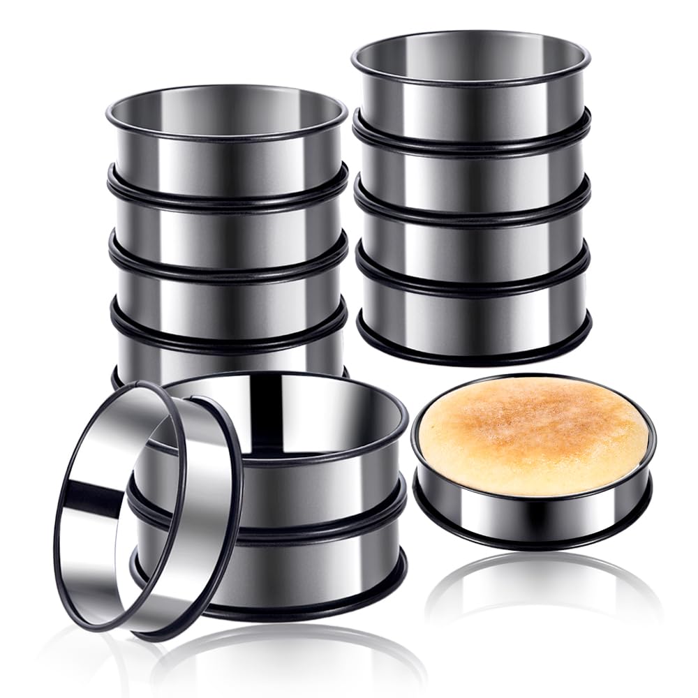 KUAYB anillos crumpet 4 pulgadas para bollos ingleses con desmolde sencillo.