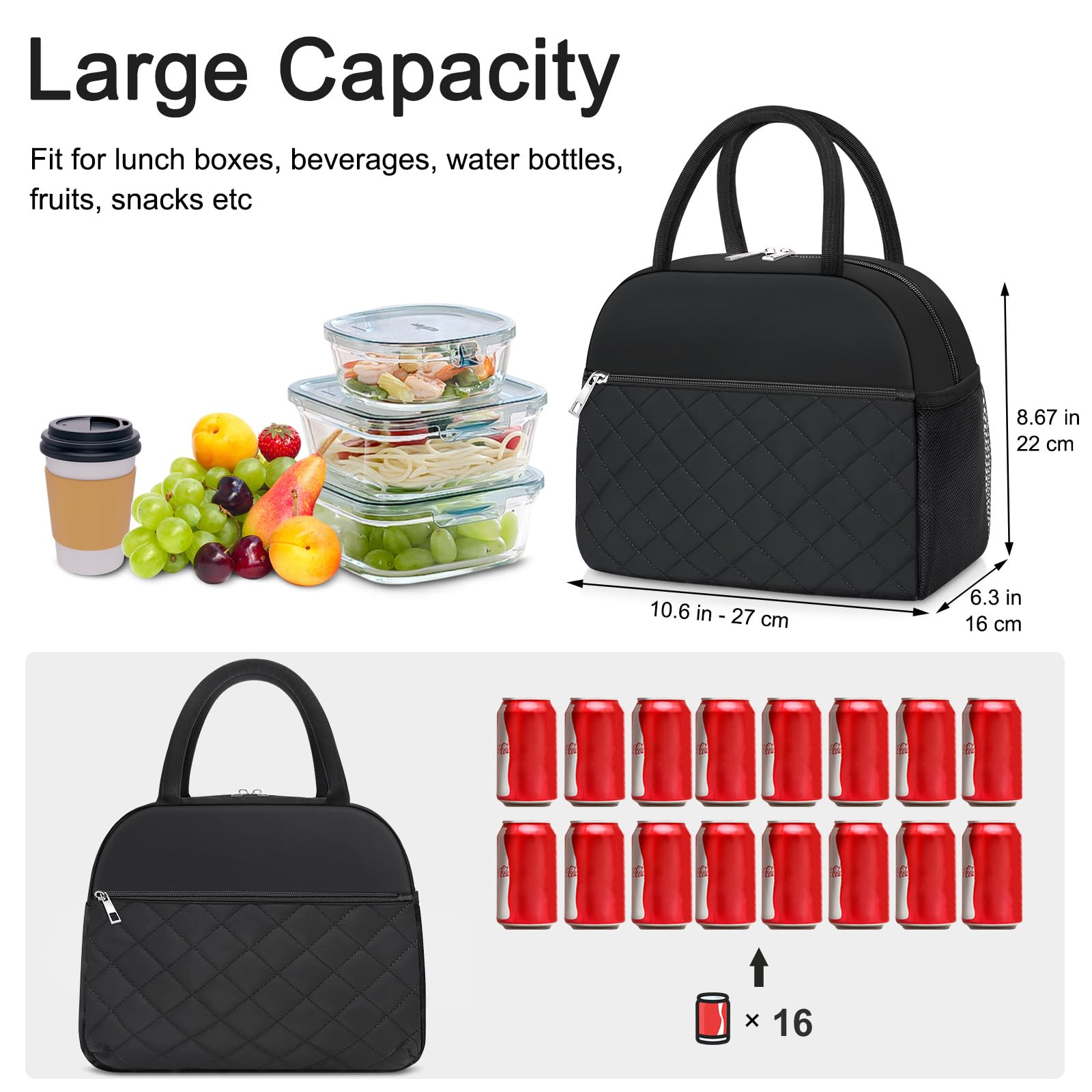 Bolso KUBYA con bolsillo frontal amplio para snacks o documentos