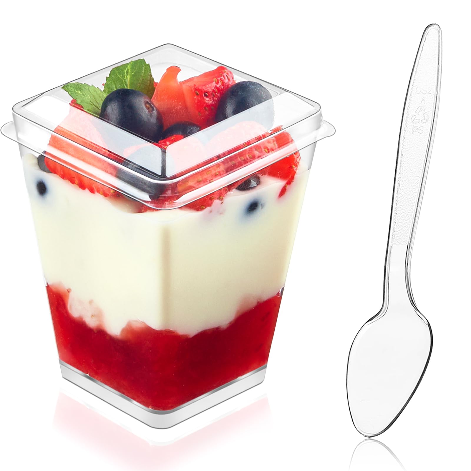 Kucoele vasos postre 5oz con tapas: presentación clara y facilidad para servir en eventos