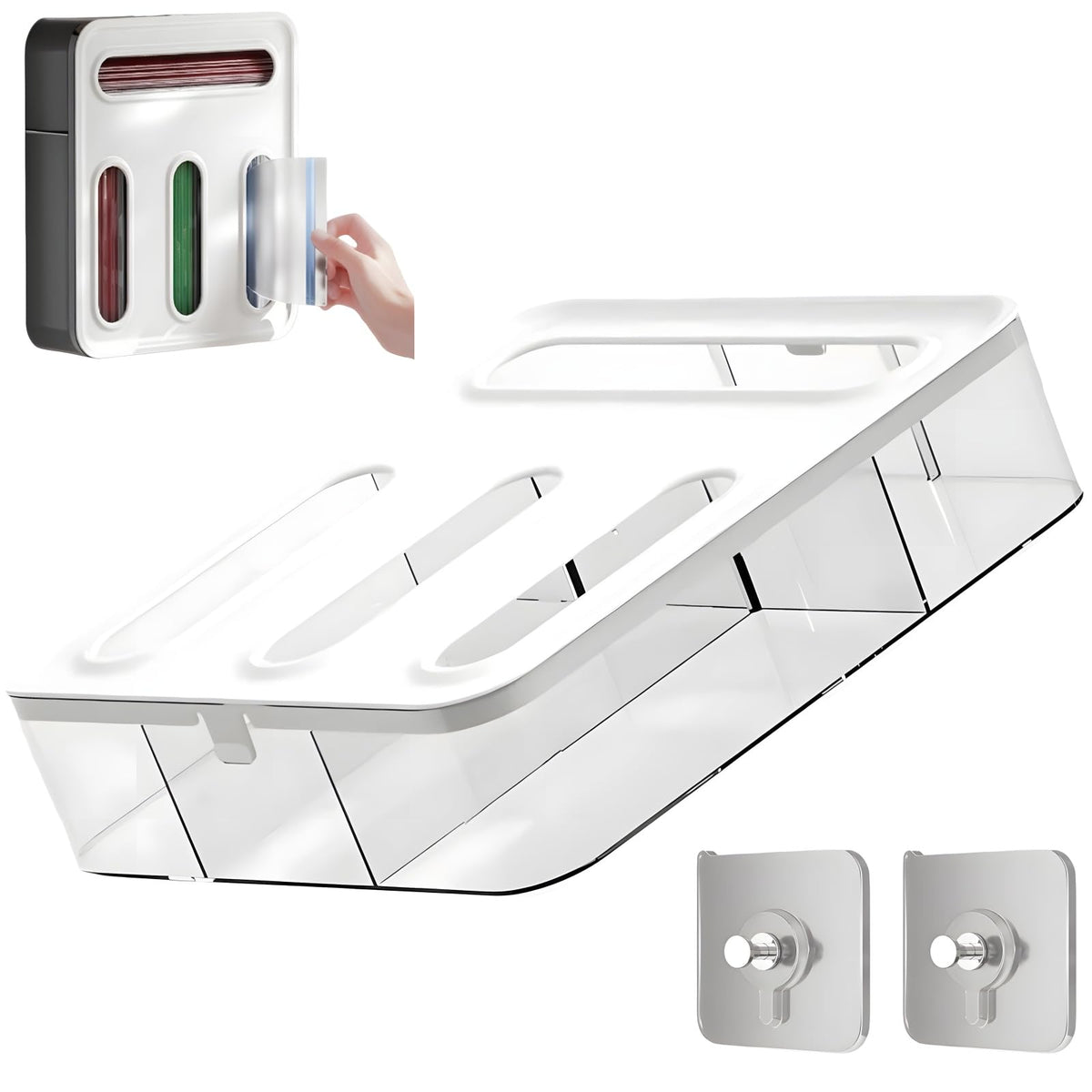 Kuguar organizador 4 en 1 para cajón, ahorro de espacio y fácil acceso a bolsas.