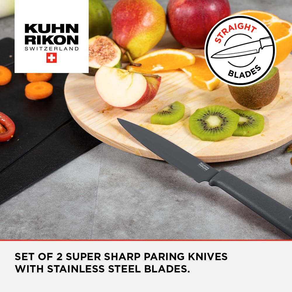 Kuhn Rikon COLORI+ cuchillo pelar recto verde, mango ergonómico para mayor comodidad