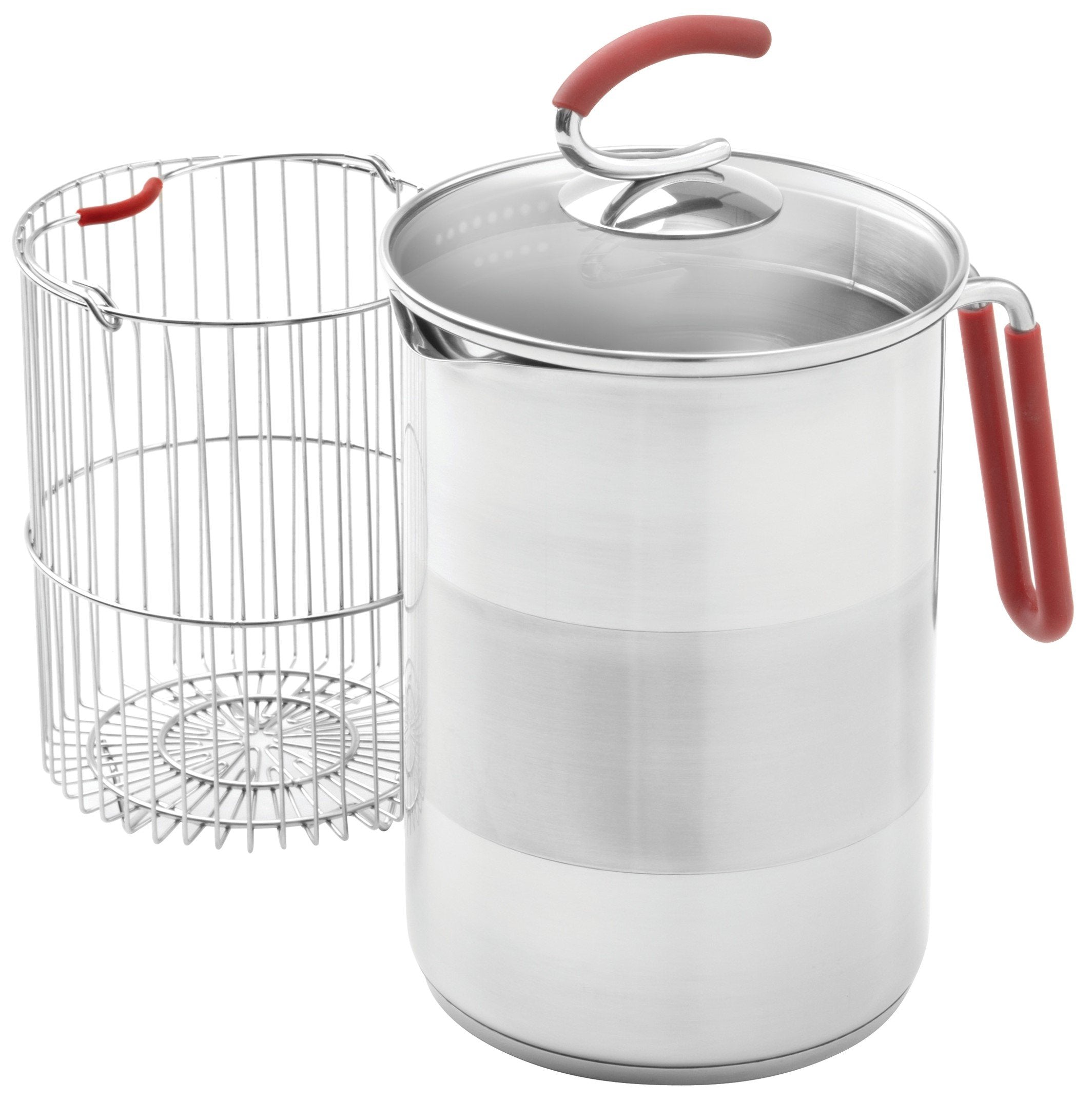 Kuhn Rikon olla cuarto fogón con tapa de vidrio y cesto de vapor, ideal para verduras al vapor