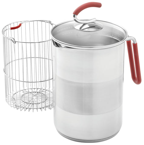 Kuhn Rikon olla cuarto fogón con tapa de vidrio y cesto de vapor, ideal para verduras al vapor