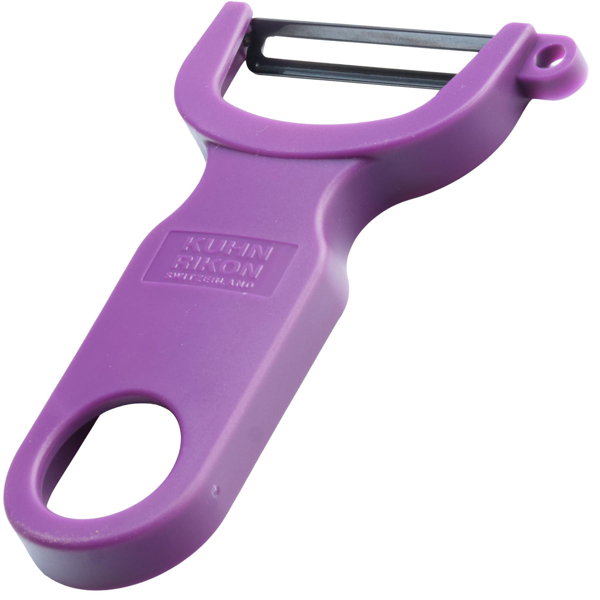Kuhn Rikon Pelador Original Suizo Morado con hoja de carbono, afilado para uso diario