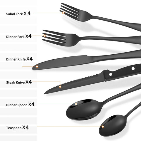 KUIHT cuchillos de bistec negros, duraderos para veladas