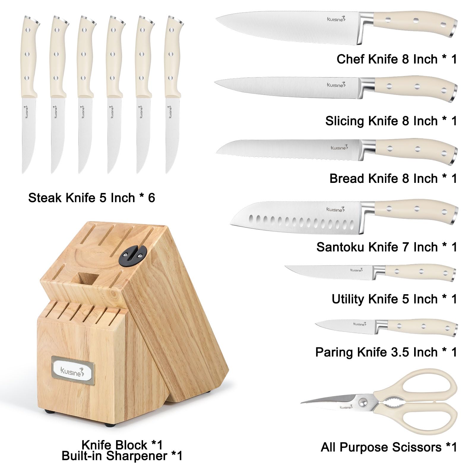 Cuchillo chef de 8 pulgadas KUISINE con filo nítido para preparaciones diarias