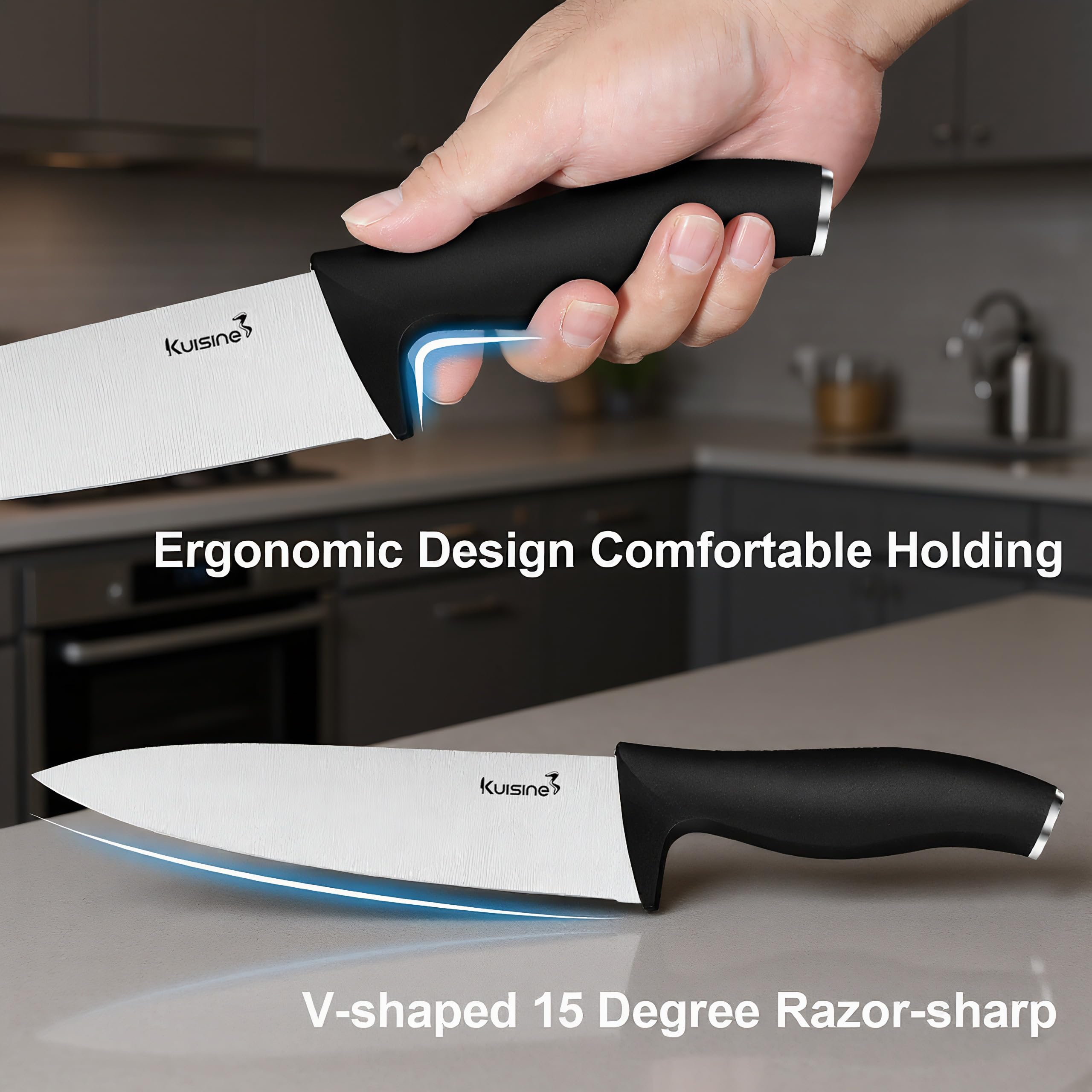 Cuchillo pan KUISINE de 8 pulgadas para rebanar panes de forma uniforme.