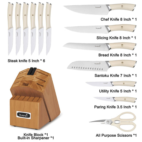 Cuchillo para rebanar de Kuisine 8 pulgadas, ideal para carnes y verduras.