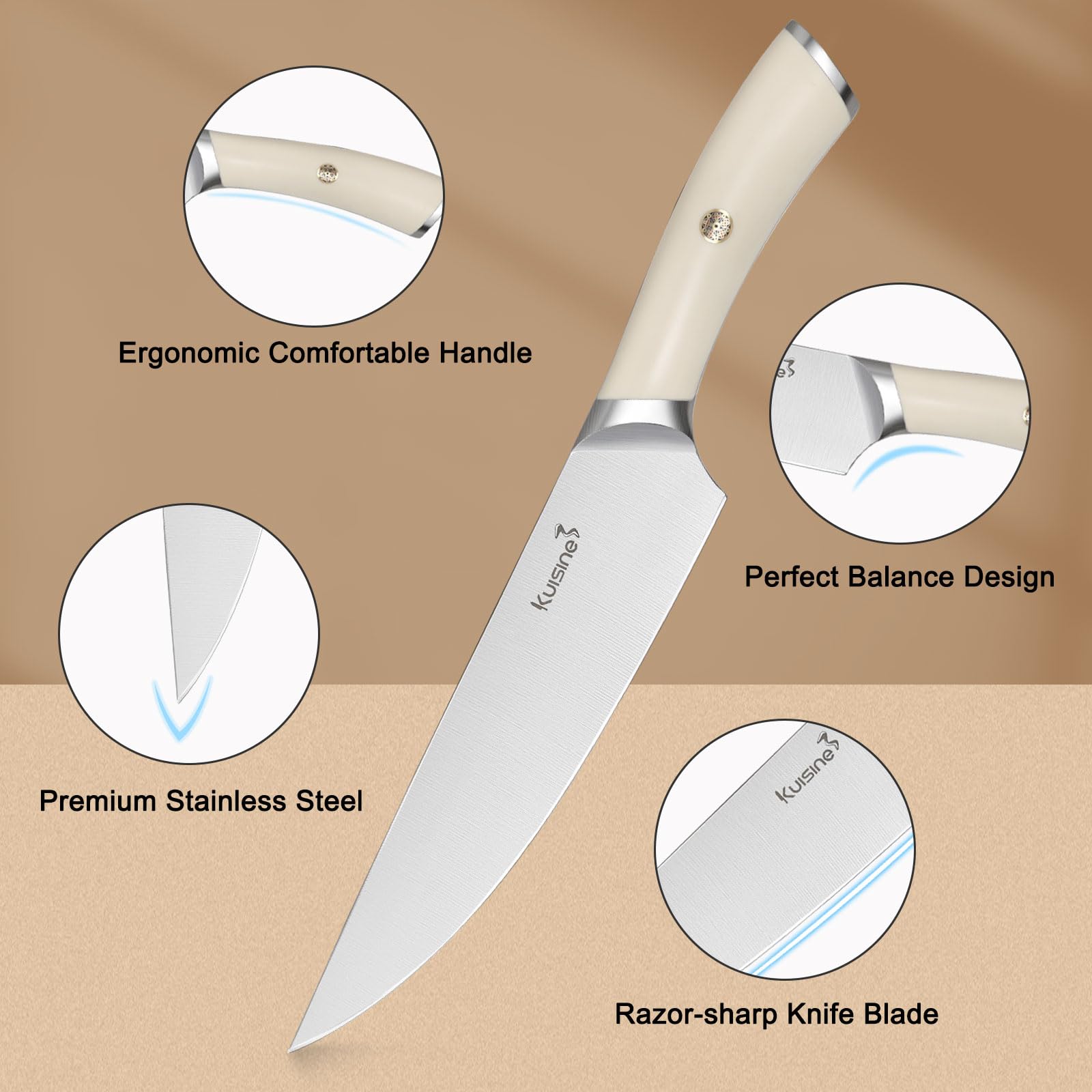 Cuchillo santoku de Kuisine 7 pulgadas, precisión para picar y juliana.