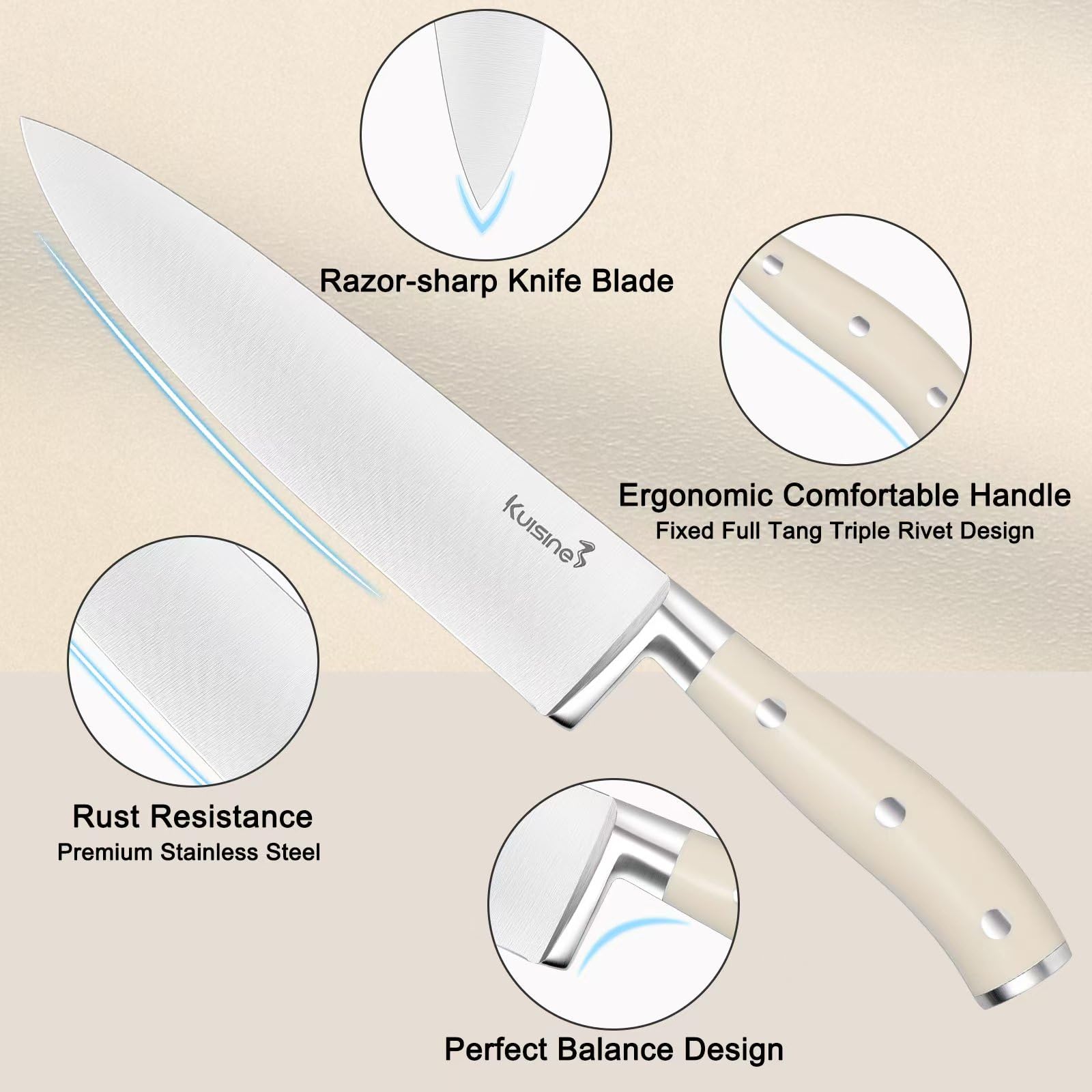Cuchillo santoku de 7 pulgadas KUISINE para cortes rápidos y seguros