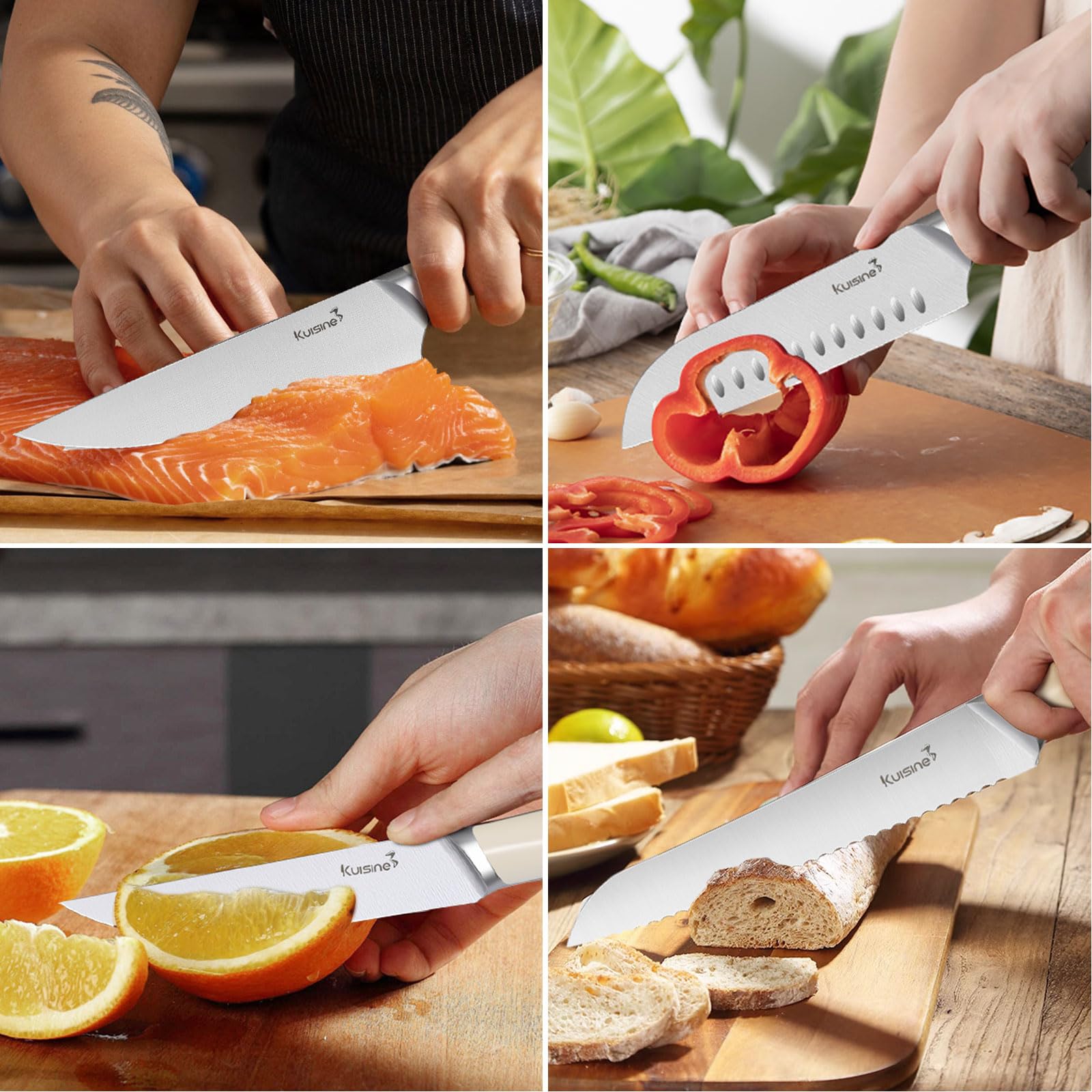 Cuchillo utilidad de Kuisine 5 pulgadas, cortes versátiles para verduras.