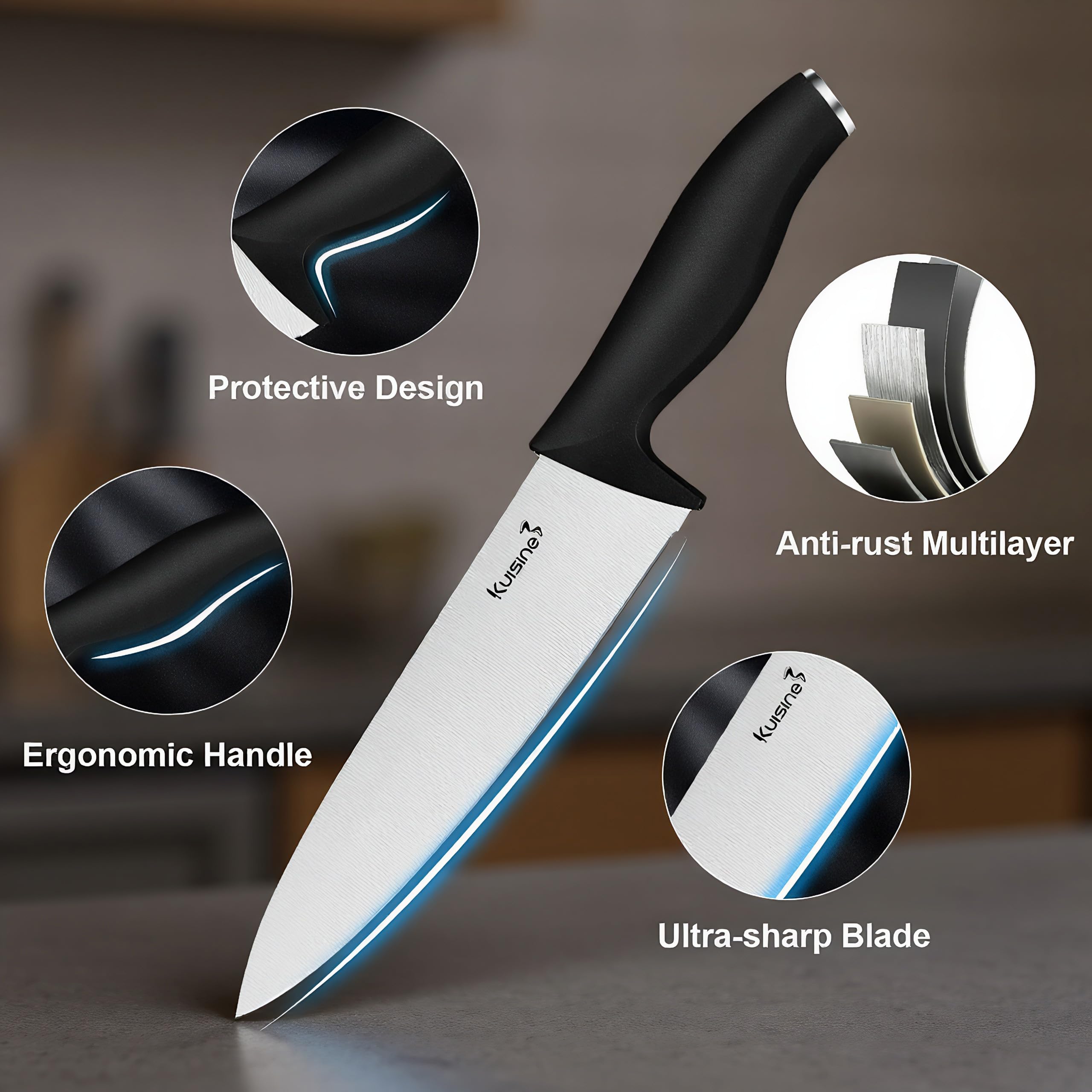 Cuchillo santoku KUISINE de 7 pulgadas para picar y cortar con control.