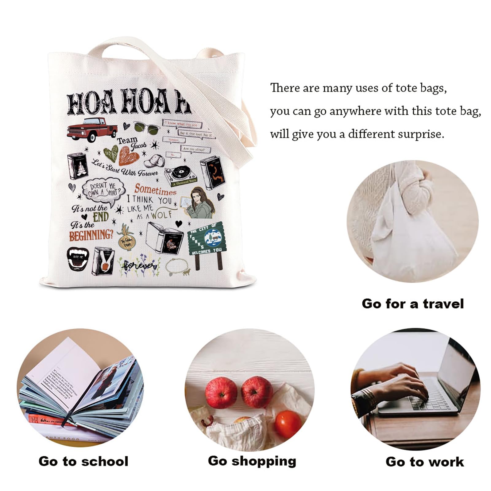 KUIYAI bolsa vampiros medidas, tamaño amplio para libros y portátil.