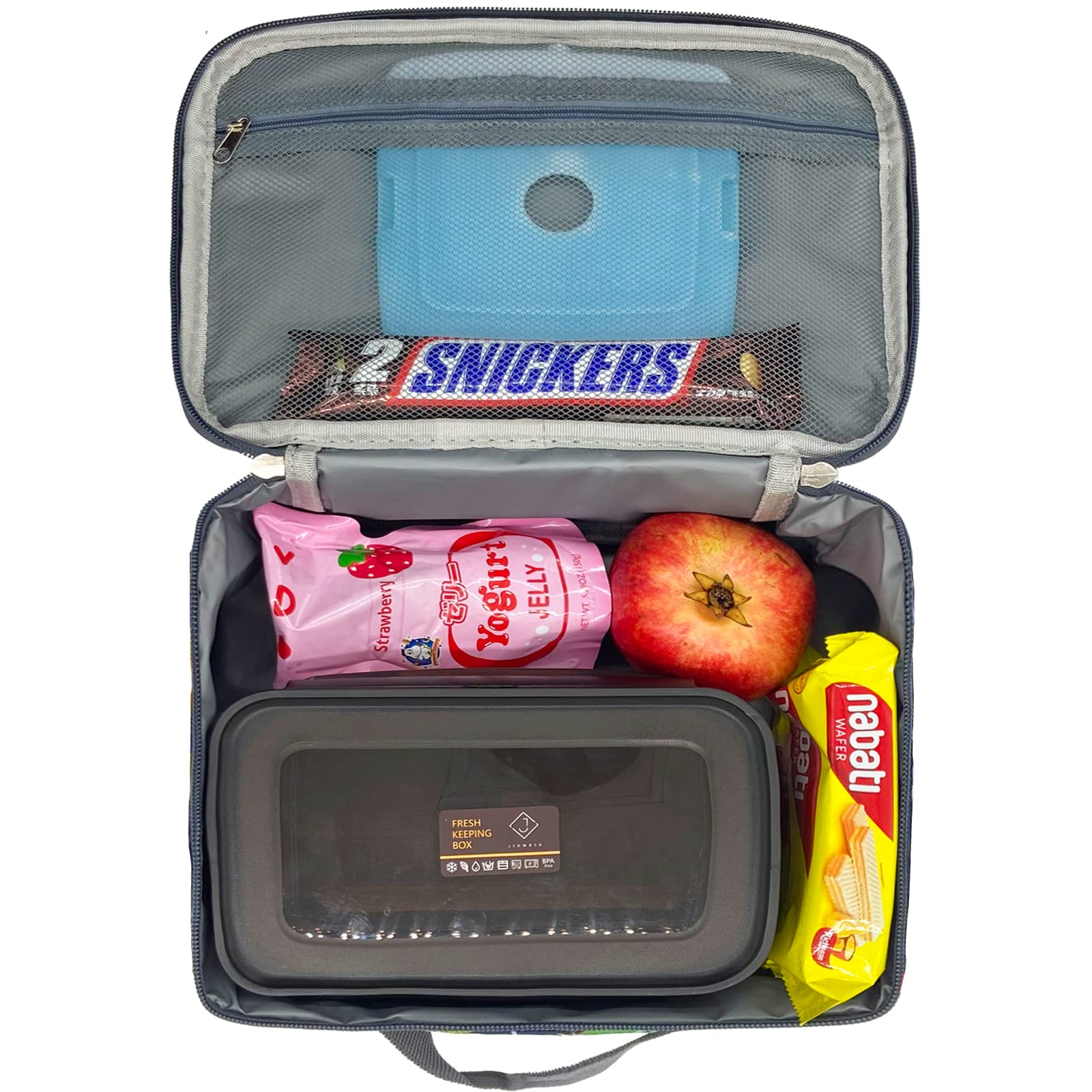 Interior de la lonchera astronauta Kulle, gran capacidad para comidas y snacks