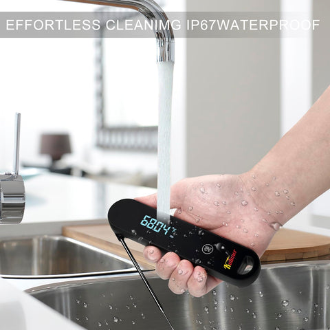 KULUNER termómetro: sonda de acero inoxidable, fácil de limpiar entre usos.