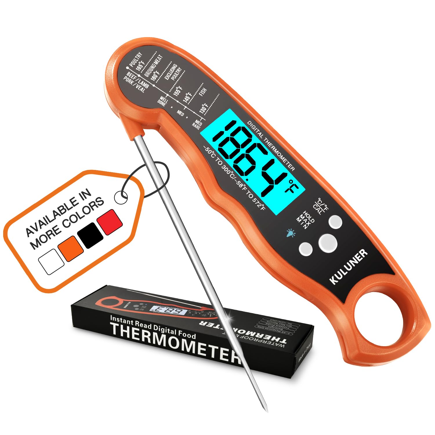 KULUNER TP-01 con la sonda plegable 4-6 para lectura rápida de la temperatura.