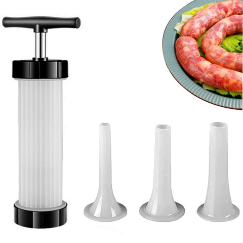Kulusion Embutidora de salchichas en acción para rellenar salchichas en casa.