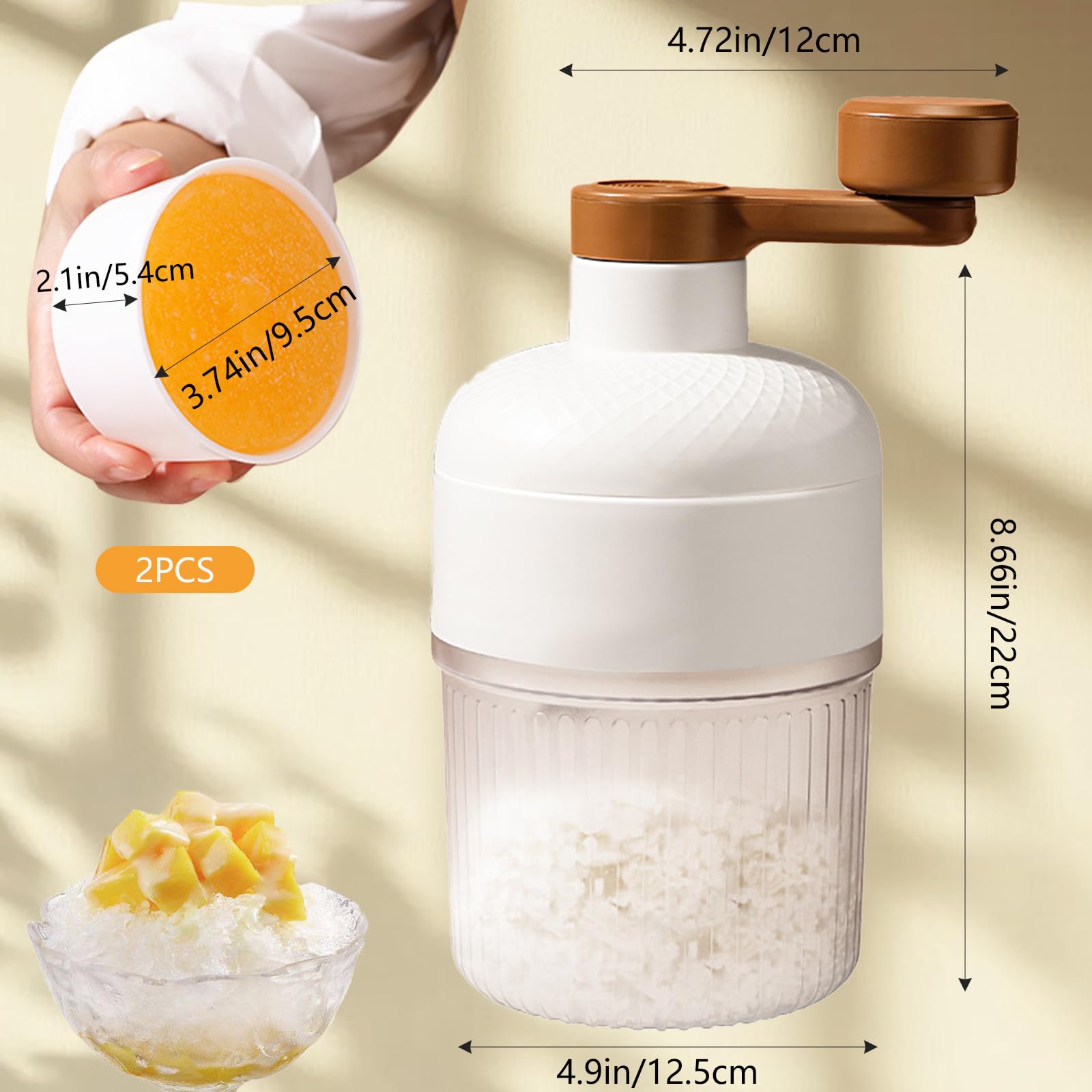 KUMET rallador de hielo manual, lama de acero inoxidable para mayor durabilidad.