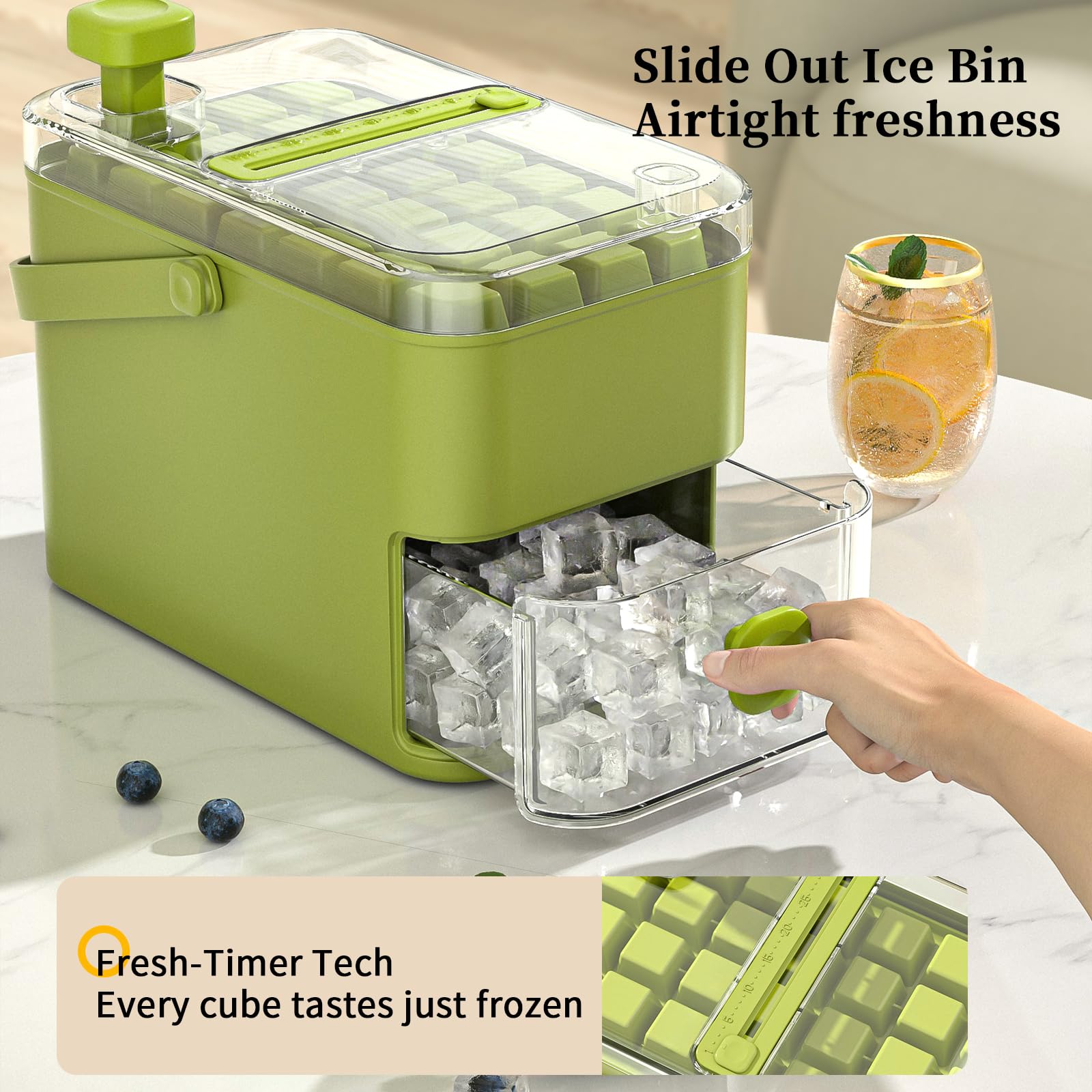 Kundita bolas hielo grandes verde: realzan la presentación de bebidas