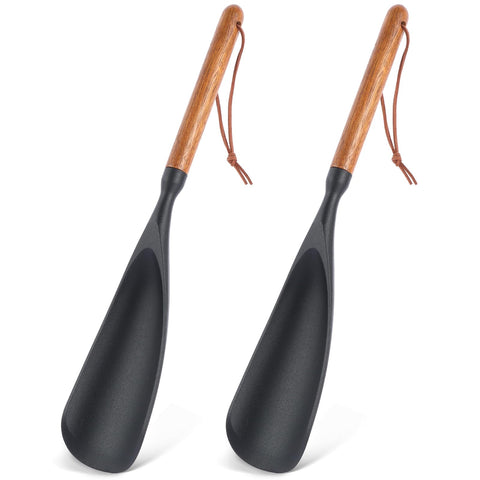 Kunovo espátula y cucharón de silicona con mango de madera negro para uso en sartenes antiadherentes