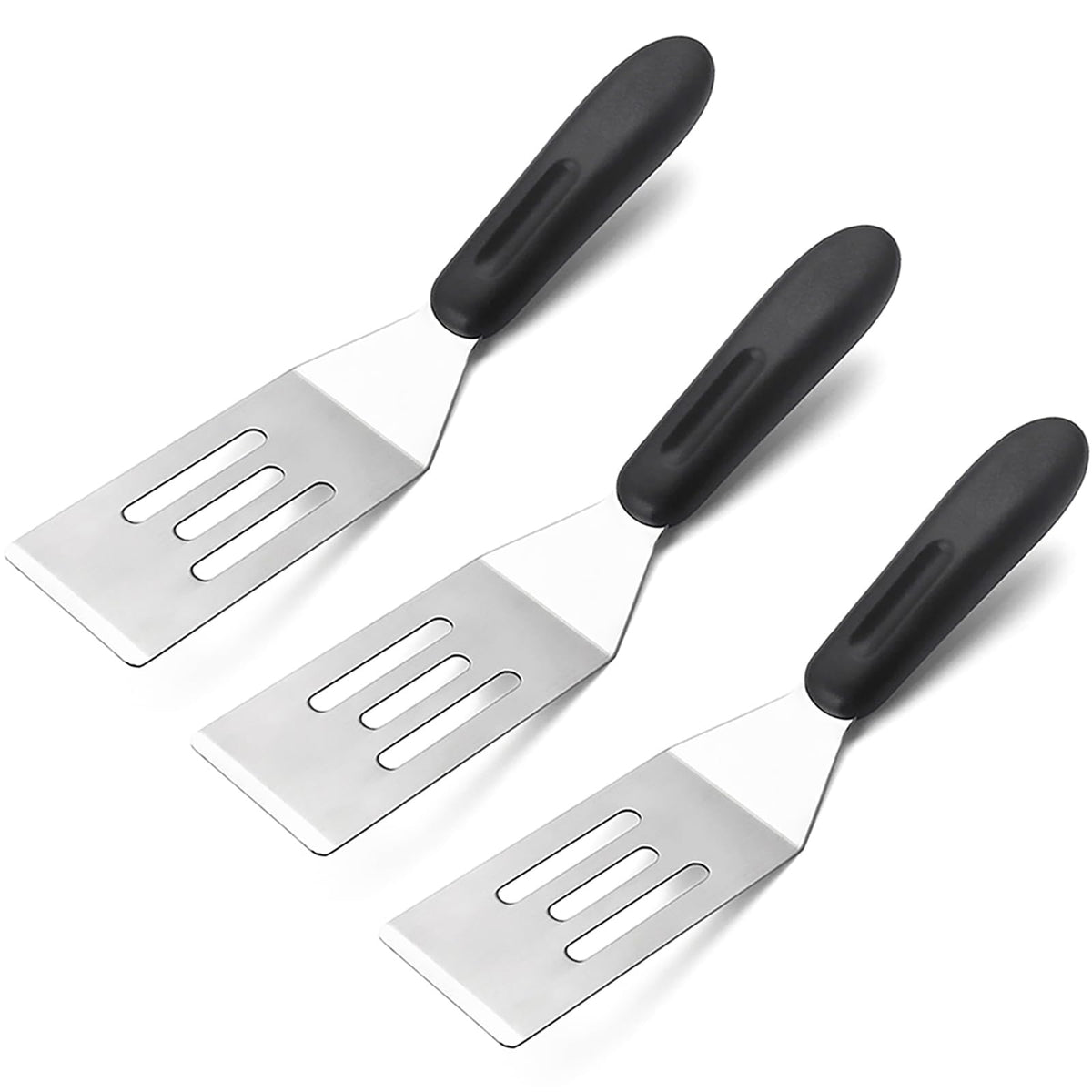 Espátulas Kunovo, juego de tres, pequeñas y metálicas para voltear con precisión.
