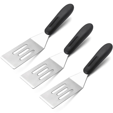 Espátulas Kunovo, juego de tres, pequeñas y metálicas para voltear con precisión.