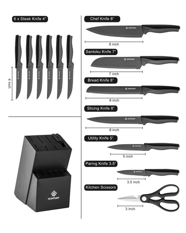 KUNYUAN cuchillo chef 8 pulgadas, filo estable para cortes precisos