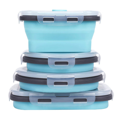 KUON contenedor colapsable 350 ml redondo, ahorro de espacio al almacenar sobras