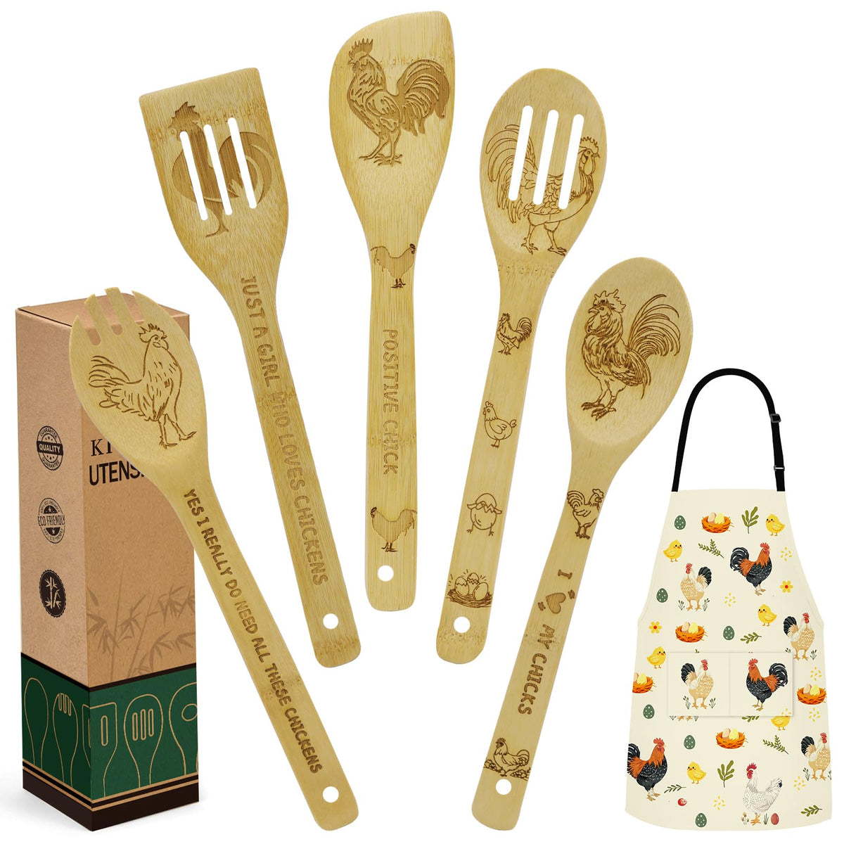 Kupnos: juego de utensilios de bambú para cocinar, ideal para mezclar sin rayar