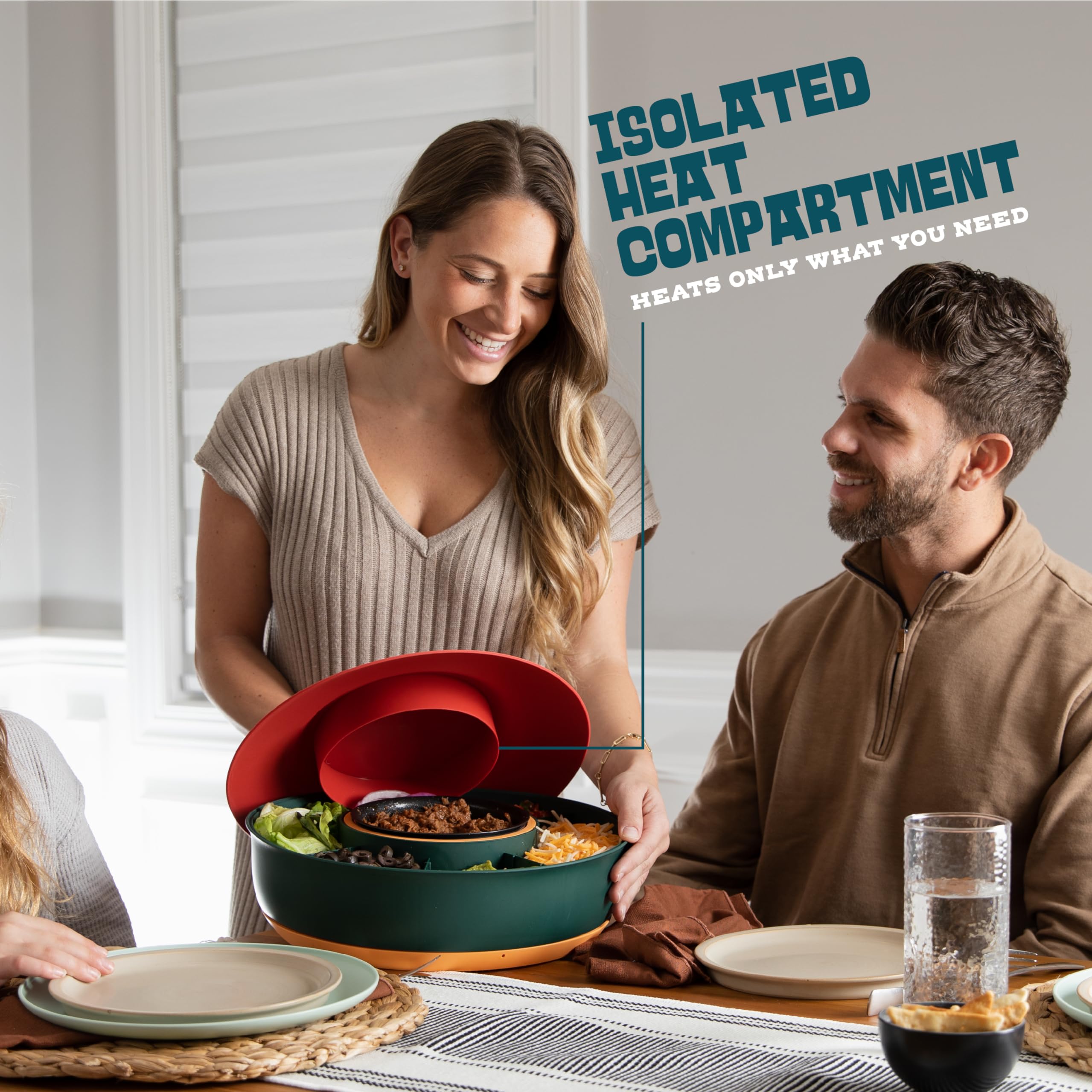 Kusini 6 compartimentos para toppings, organiza ingredientes frescos para cada taco.