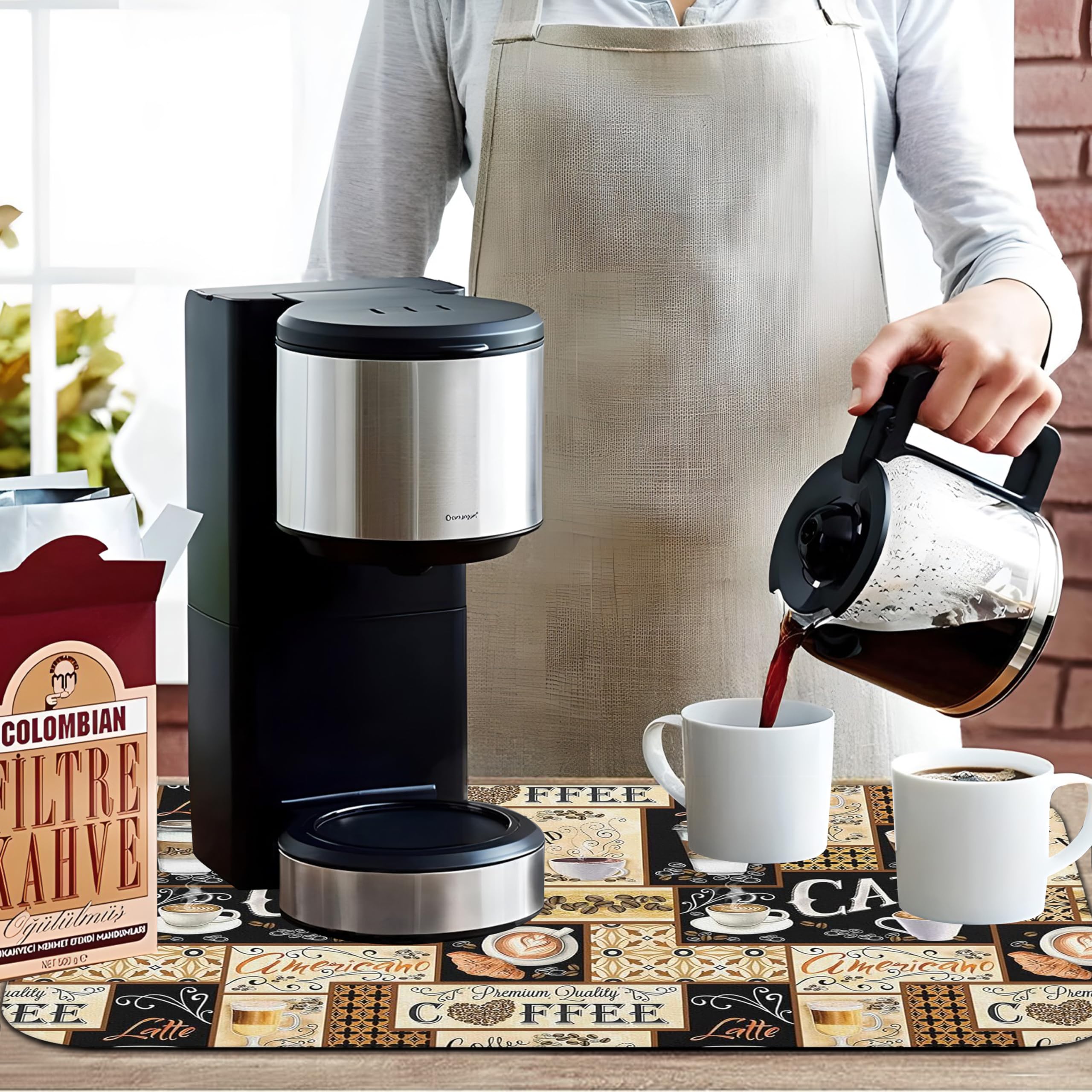 Alfombra absorbente Kuyig Home para café, facilita la limpieza de la cocina.
