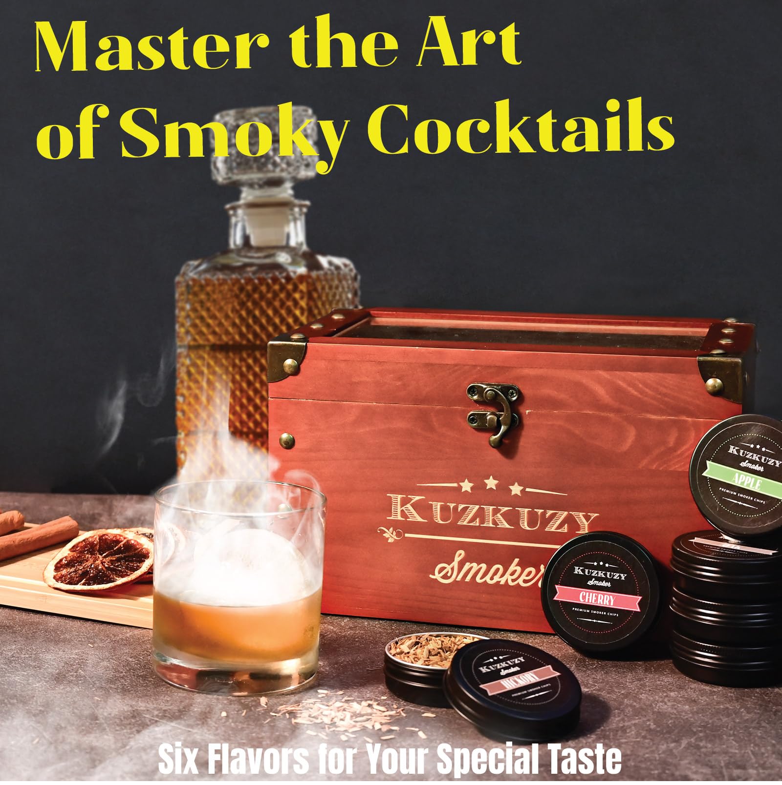 KUZKUZY Conjunto de Ahumado para Cócteles: astillas roble, aromas intensos