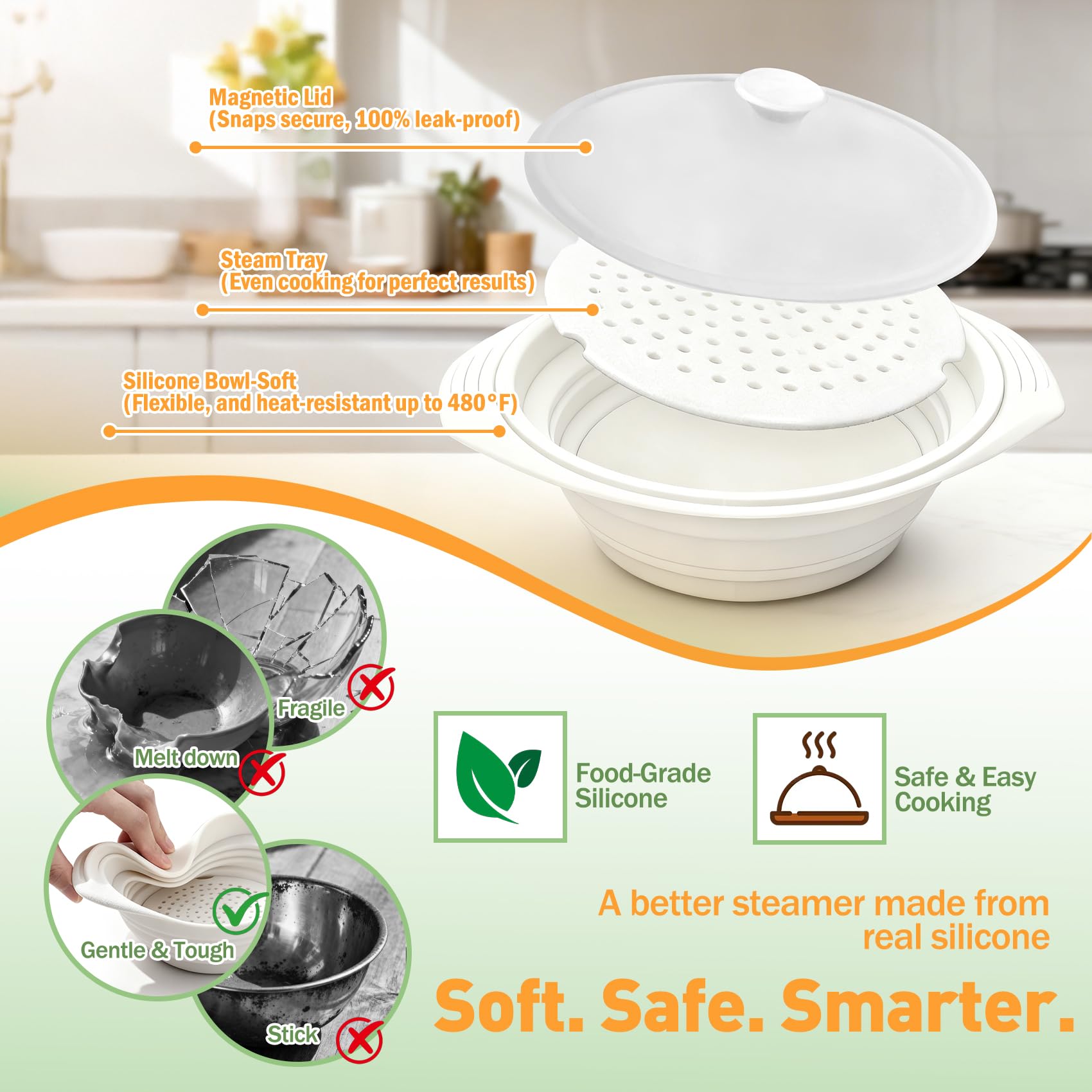 KVZKVZ resistente al calor para vapor de verduras, seguridad en temperatura alta.