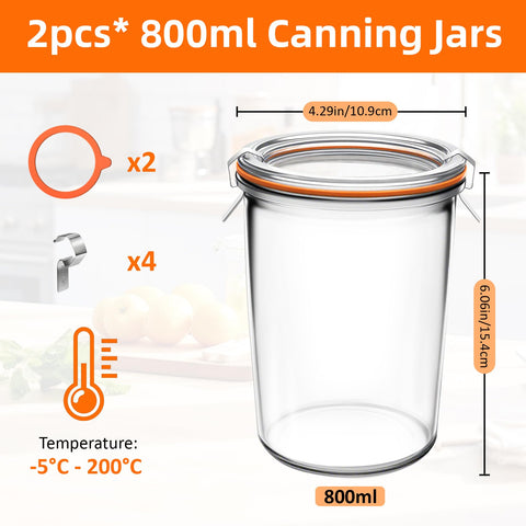 KVZKVZ tapas de vidrio con clips de inox para cierre hermético