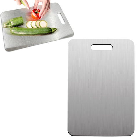 KVZVK tabla de corte doble cara en acero inoxidable, perfecta para cocinar con seguridad.