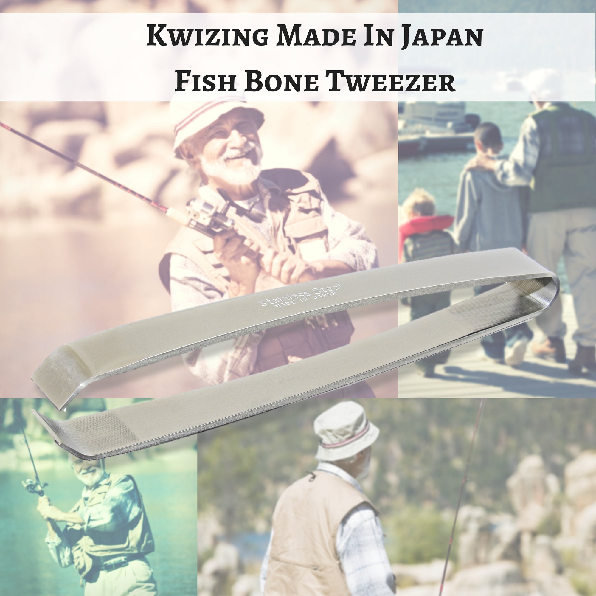 Pinzas Kwizing con diseño japonés y curvatura para retirar huesos sin dañar la carne.