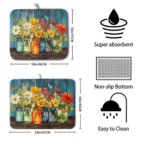 Kwlegh Daisy tapete secaplatos, estampado floral, añade color y protección a la encimera