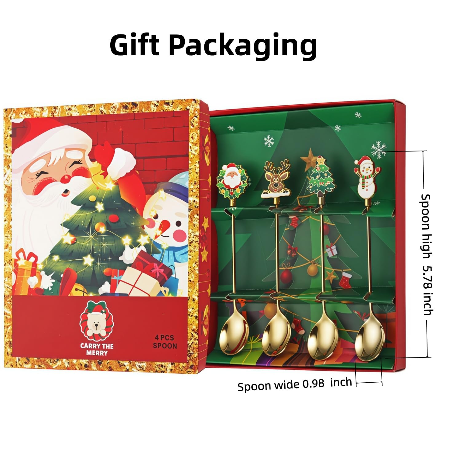 Kwlyon cucharas navidad Santa Claus, regalo elegante para anfitriones