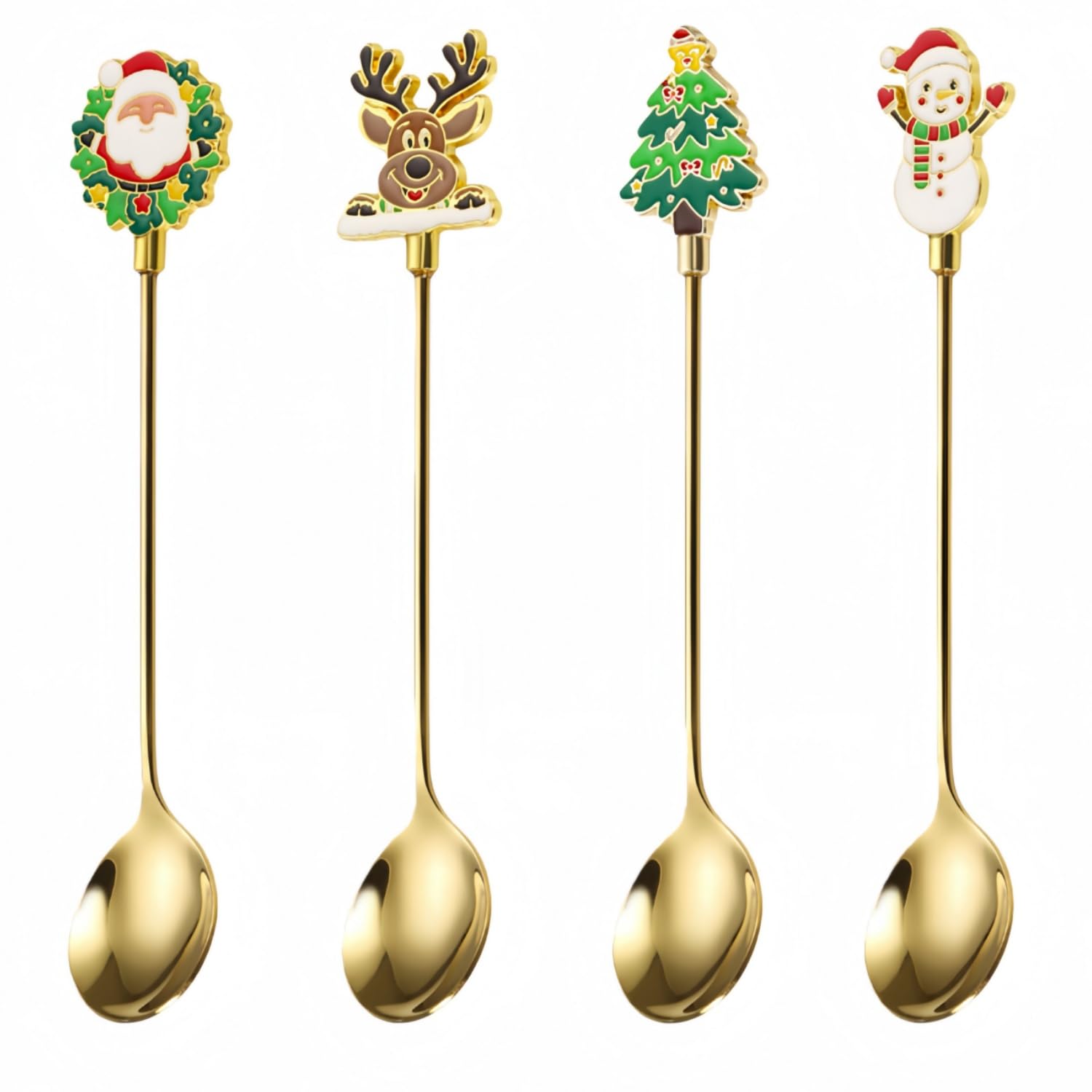 Kwlyon set de cucharas para cafe-te, enfoque navidad Santa Claus, práctico para identificar bebidas