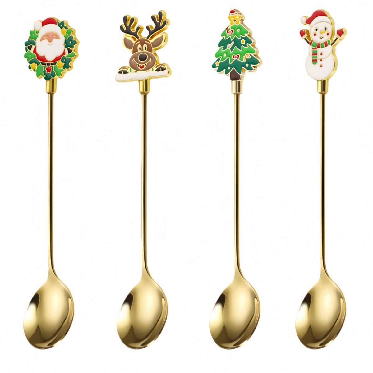 Kwlyon set de cucharas para cafe-te, enfoque navidad Santa Claus, práctico para identificar bebidas