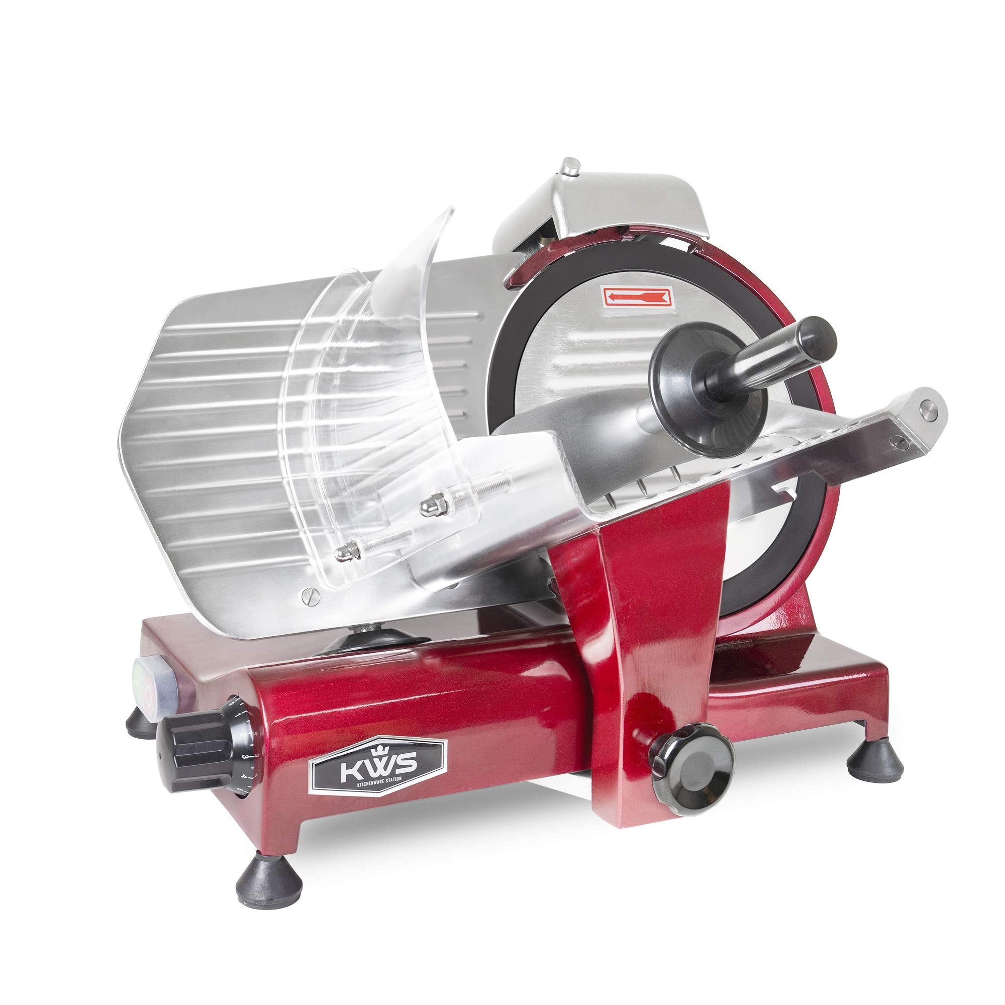 KWS MS-10XT cortadora de carne 10 pulgadas roja para cortes uniformes.