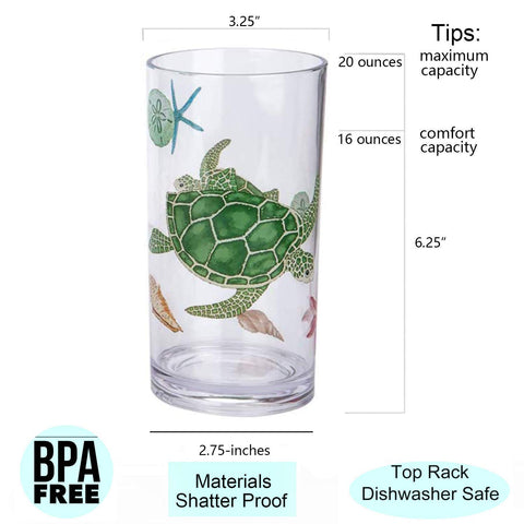 KX-WARE Sea Ocean Life, vaso plástico con claridad cristalina para bebidas diarias.