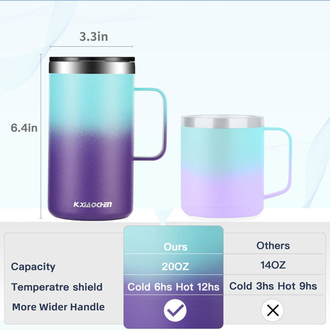 Taza KXIAOCHEN de acero inoxidable con doble pared para mejor aislamiento