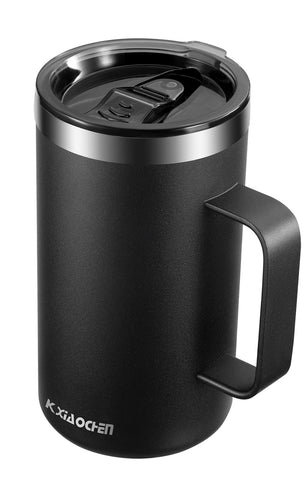 Taza termica KXIAOCHEN 20oz con tapa negra mantiene bebidas calientes o frías.