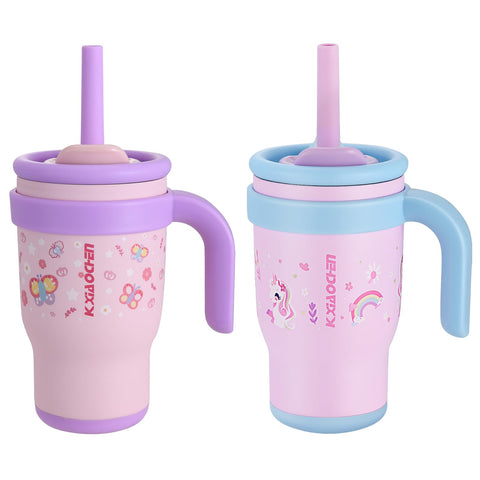 KXIAOCHEN tumbler infantil con manija, práctico para llevar al colegio.
