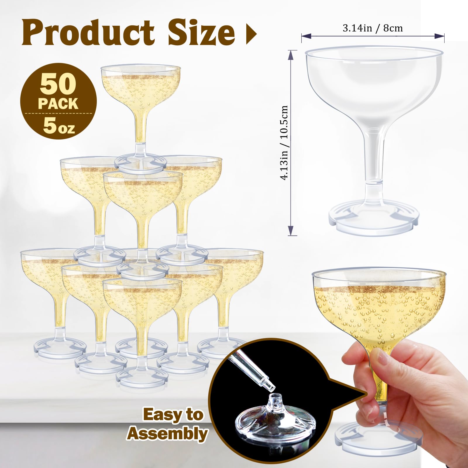 KYAPCK copa de champagne plástico con claridad transparente para brindis