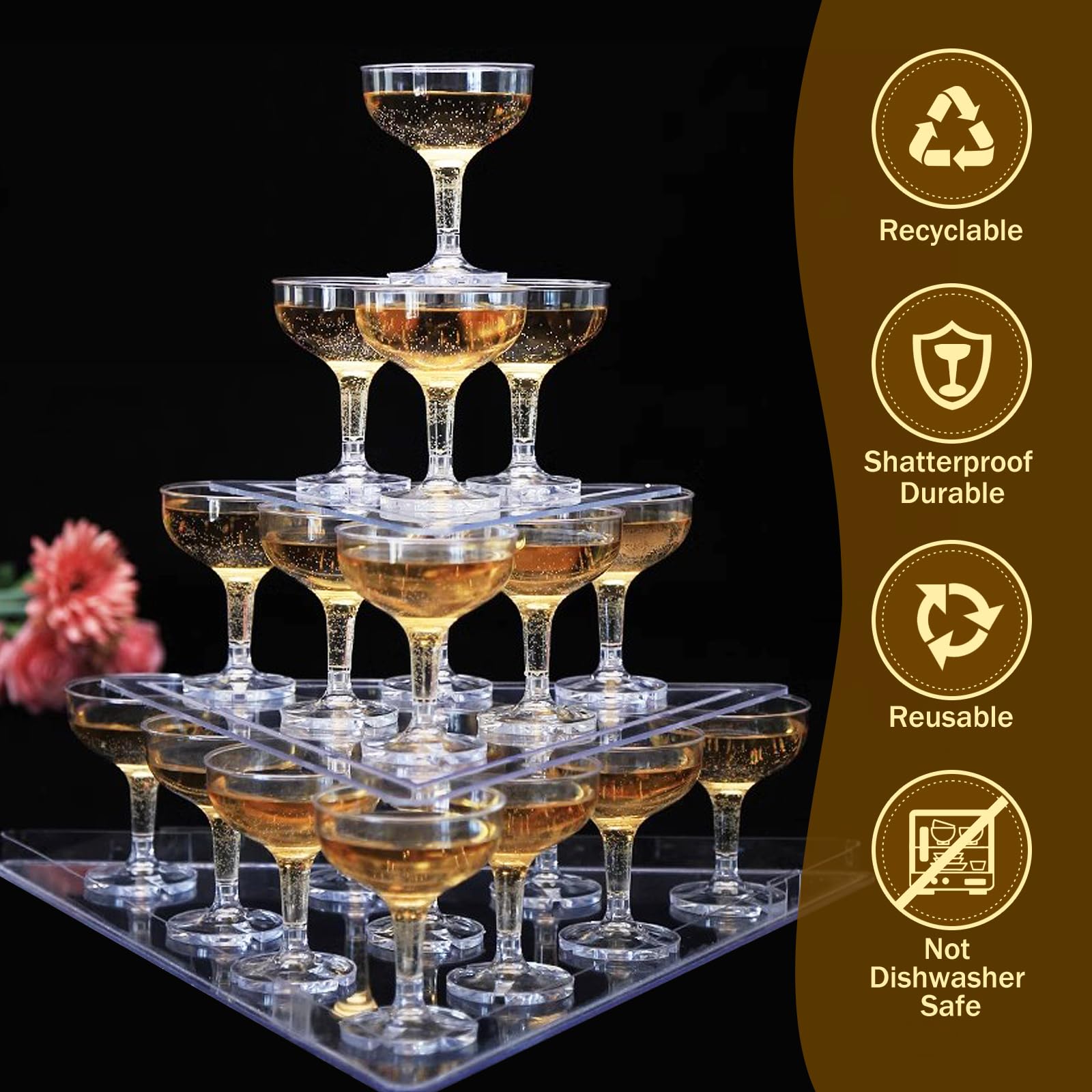 KYAPCK copas de champagne plástico diseño elegante para eventos