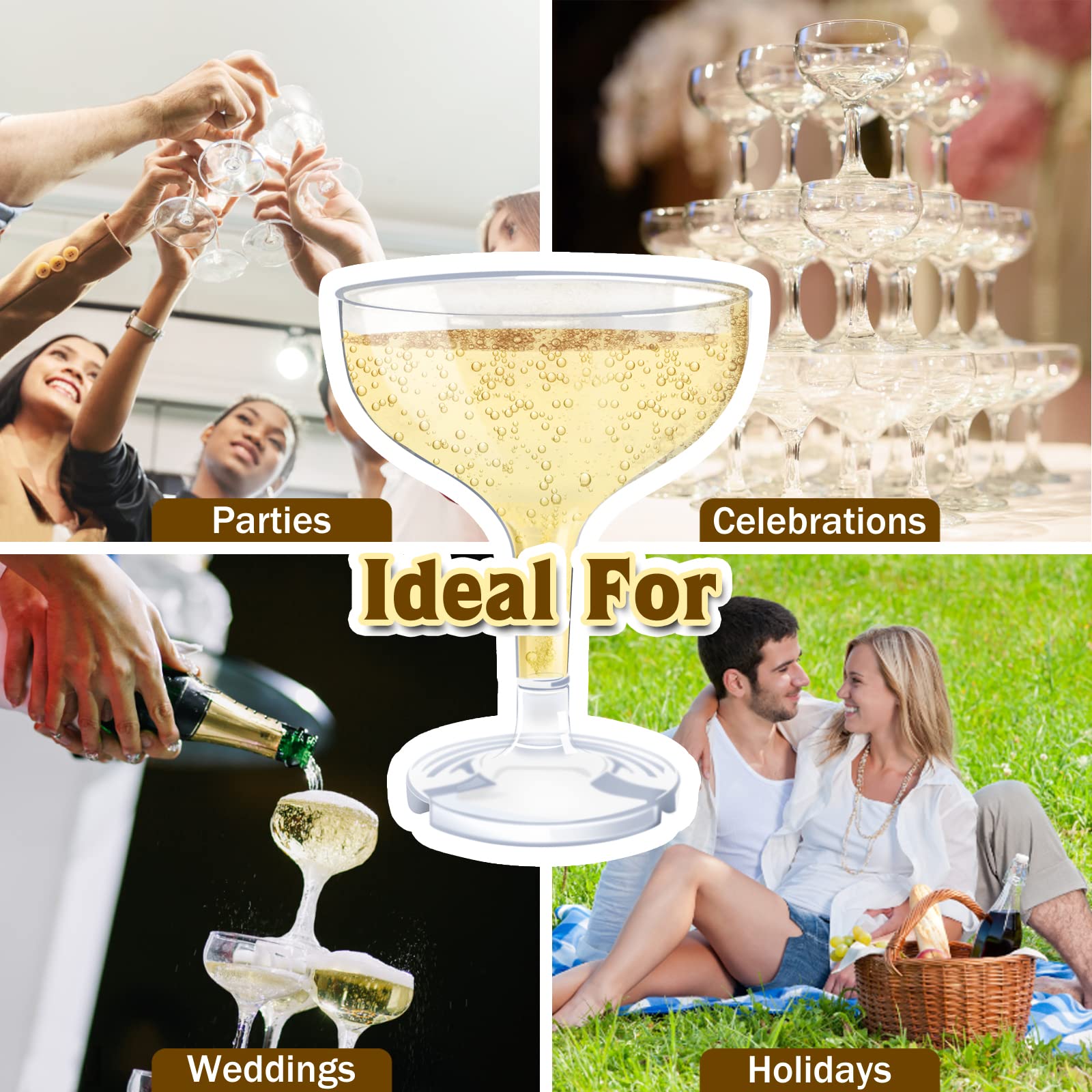 KYAPCK copas de champagne plástico ideales para bodas