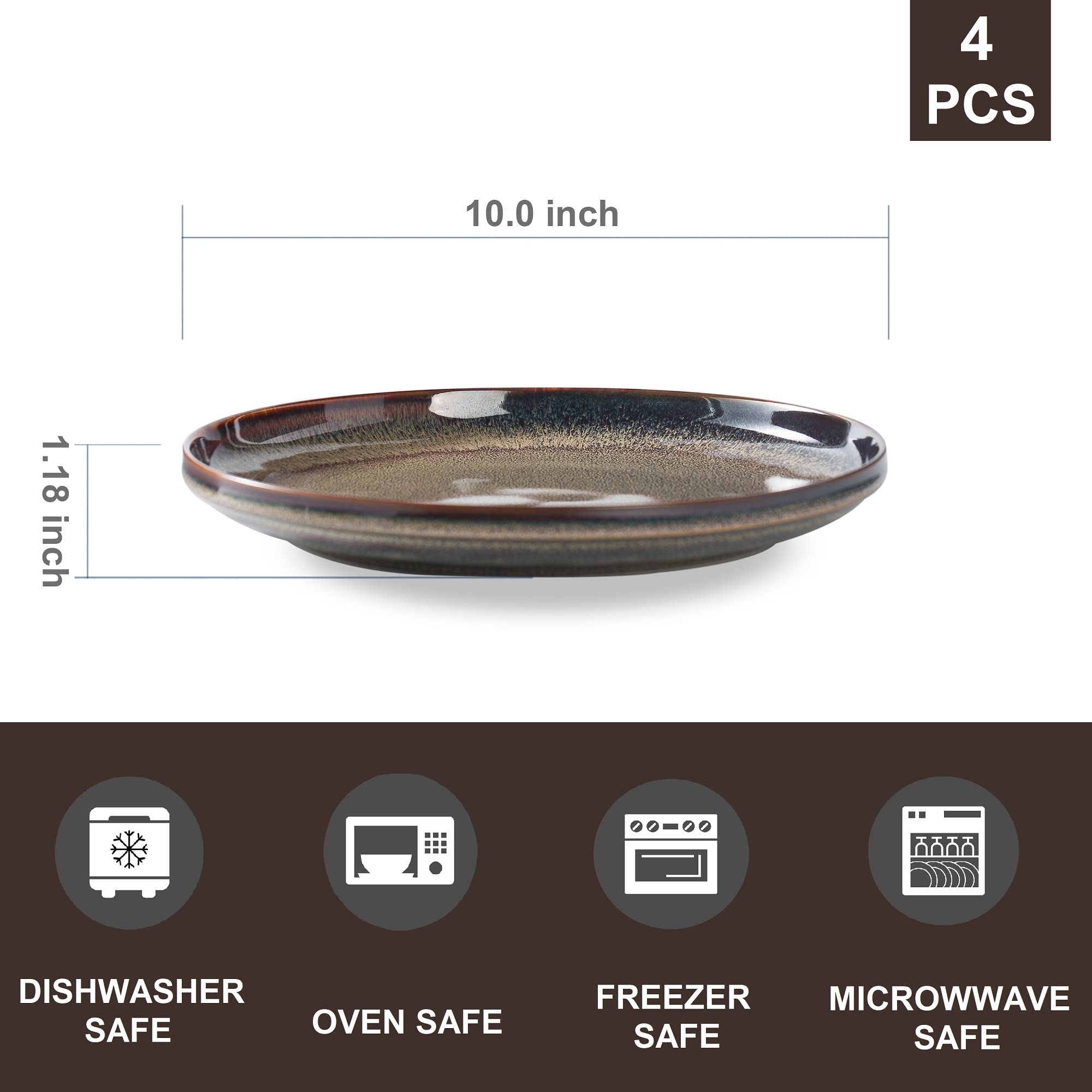 KYBSCZ plato de ensalada cerámico de 10 pulgadas, ideal para porciones generosas.